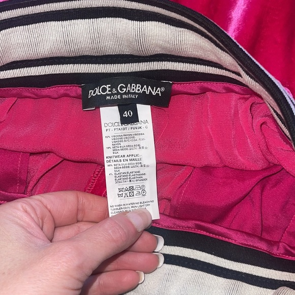 DOLCE & GABBANA Pink Velour Jogger Pants - Picture 6 of 6